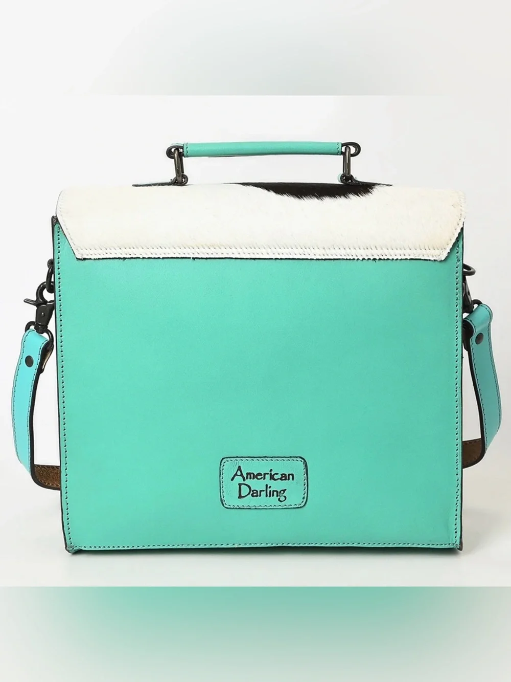 Western Bag Turquoise Tooled Leather & Cowhide Crossbody Bag